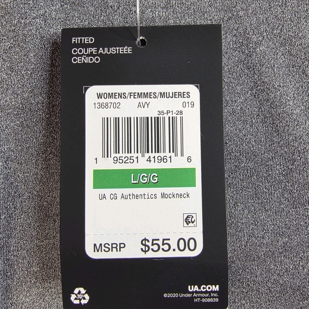 NWT Under Armour ColdGear Fitted Mock Base Layer Women's Large Charcoal Shirt - Picture 14 of 15